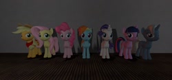 Size: 1280x600 | Tagged: safe, artist:th3m4nw1thn0n4m3, character:applejack, character:fluttershy, character:pinkie pie, character:rainbow dash, character:rarity, character:trixie, character:twilight sparkle, character:twilight sparkle (unicorn), species:pony, species:unicorn, g4, 3d, female, mane six, source filmmaker