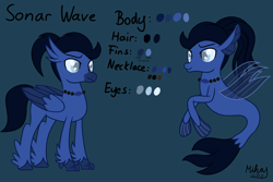 Size: 12000x8000 | Tagged: safe, artist:mihaynoms, oc, oc:sonar wave, species:hippogriff, species:seapony (g4), g4, blind, commission, reference sheet, simple background