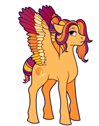 Size: 1024x1300 | Tagged: safe, artist:malphym, oc, oc:evening harvest, parent:applejack, parent:rainbow dash, parents:appledash, species:pegasus, species:pony, g4, colored wings, female, magical lesbian spawn, mare, multicolored wings, offspring, simple background, solo, transparent background, wings