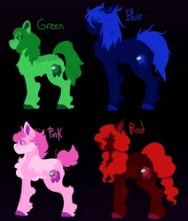 Size: 1280x1506 | Tagged: safe, artist:lepiswerid, oc, oc:blue (among us), oc:green (among us), oc:pink (among us), oc:red (among us), species:earth pony, species:pony, g4, among us, colored hooves, crossover, messy hair