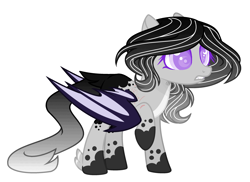 Size: 3041x2217 | Tagged: safe, artist:thieeur-nawng, base used, oc, oc only, oc:midnight, species:bat pony, species:pony, g4, bat pony oc, bat wings, colored hooves, feathered fetlocks, female, mare, raised hoof, simple background, solo, white background, wings