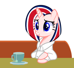 Size: 1120x1024 | Tagged: safe, artist:thieeur-nawng, base used, species:pony, species:unicorn, nation ponies, g4, clothing, cup, eyelashes, ponified, simple background, sitting, solo, teacup, united kingdom, white background