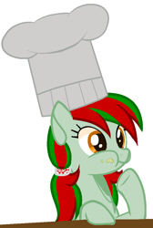 Size: 694x1030 | Tagged: safe, artist:thieeur-nawng, base used, species:earth pony, species:pony, nation ponies, g4, belarus, bust, chef's hat, clothing, eyelashes, female, hat, mare, ponified, puffy cheeks, simple background, solo, underhoof, white background