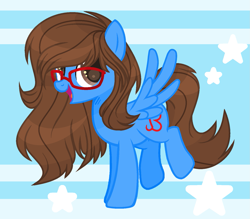 Size: 1545x1353 | Tagged: safe, artist:thieeur-nawng, base used, oc, oc only, species:pegasus, species:pony, g4, abstract background, glasses, open mouth, pegasus oc, smiling, solo, wings