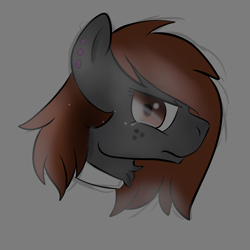 Size: 2800x2800 | Tagged: safe, artist:dicemarensfw, oc, oc:dicemare, species:pegasus, species:pony, g4, angry, bust, colored, crying, depression, doodle, ear piercing, female, freckles, frown, gauges, looking back, mare, piercing, portrait, practice, practice drawing, sad, sadness, shading, sketch, solo mare