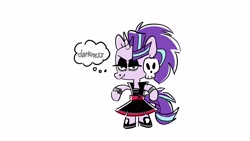 Size: 3921x2206 | Tagged: safe, artist:kylesmeallie, character:starlight glimmer, species:pony, species:unicorn, g4, alternate hairstyle, bipedal, clothing, dress, edgelight glimmer, goth, makeup, skull, smiling, solo
