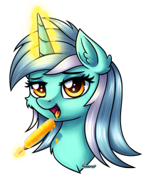 Size: 1437x1749 | Tagged: safe, artist:kruszyna25, character:lyra heartstrings, species:pony, species:unicorn, g4, cheek fluff, dirty, dripping, ear fluff, eyelashes, food, ice cream, licking, looking at you, open mouth, popsicle, simple background, solo, tongue out, transparent background