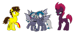 Size: 1826x967 | Tagged: safe, artist:icey-wicey-1517, artist:kb-gamerartist, edit, character:fizzlepop berrytwist, character:tempest shadow, oc, oc:elizabat stormfeather, oc:trail blazer (ice1517), species:alicorn, species:bat pony, species:pony, species:unicorn, g4, alicorn oc, anklet, armband, bat pony alicorn, bat pony oc, bat wings, bisexual, blank flank, bracelet, broken horn, canon x oc, choker, collaboration, color edit, colored, duality, ear piercing, earring, elizablazer, elizablazershadow, eye scar, female, happy birthday mlp:fim, horn, hug, jewelry, lesbian, lip bite, male, mare, mlp fim's tenth anniversary, one eye closed, open mouth, piercing, polyamory, raised eyebrow, raised hoof, raised leg, scar, self paradox, shipping, simple background, stallion, stormshadow, straight, tattoo, transparent background, wall of tags, wings, wink