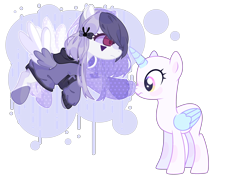Size: 3976x2952 | Tagged: safe, artist:lazuli, artist:thieeur-nawng, base used, oc, oc only, species:alicorn, species:pony, g4, alicorn oc, bald, boop, clothing, duo, eyelashes, female, horn, mare, simple background, transparent background, wings