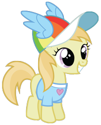 Size: 4017x5000 | Tagged: safe, artist:midnight--blitz, character:noi, absurd resolution, clothing, fangirl, female, filly, grin, happy, hat, heart, shirt, simple background, smiling, solo, t-shirt, transparent background, vector, wings