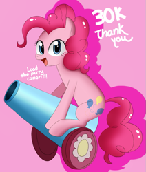 Size: 713x839 | Tagged: safe, artist:musapan, character:pinkie pie, species:earth pony, species:pony, g4, female, mare, party cannon, simple background, solo