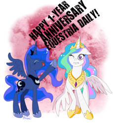 Size: 1062x1160 | Tagged: safe, artist:musapan, character:princess celestia, character:princess luna, species:alicorn, species:pony, g4, female, mare, traditional royal canterlot voice
