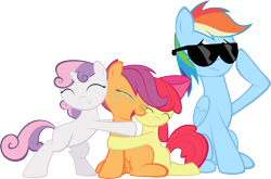 Size: 9282x6114 | Tagged: safe, artist:iamadinosaurrarrr, character:apple bloom, character:rainbow dash, character:scootaloo, character:sweetie belle, absurd resolution, cutie mark crusaders, hug, scootalove