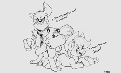 Size: 2000x1218 | Tagged: safe, artist:boreddrawfag, character:applejack, character:rover, angry, applerover, crack shipping, cuckolding, dialogue, lineart, looking at you