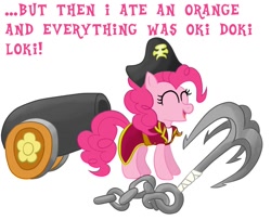 Size: 1000x810 | Tagged: safe, artist:infernaldalek, character:pinkie pie, species:earth pony, species:pony, cannon, female, league of legends, pirate, solo