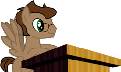 Size: 692x414 | Tagged: safe, artist:kitsamoon, oc, oc only, unnamed oc, species:pegasus, species:pony, blank flank, glasses, male, simple background, speech, stallion, white background