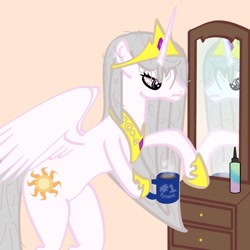 Size: 1000x1000 | Tagged: safe, artist:invidlord, character:princess celestia, bed mane, female, hair dye, solo