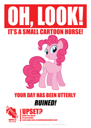 Size: 2480x3508 | Tagged: safe, artist:bamthand, character:pinkie pie, species:earth pony, species:pony, female, mare, poster, smiling, solo, your day is ruined