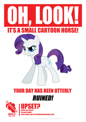 Size: 2480x3508 | Tagged: safe, artist:bamthand, character:rarity, species:pony, species:unicorn, female, mare, poster, solo, your day is ruined