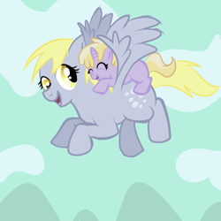 Size: 1000x1000 | Tagged: safe, artist:sirgalahadbw, character:derpy hooves, character:dinky hooves, species:pegasus, species:pony, equestria's best mother, female, mare