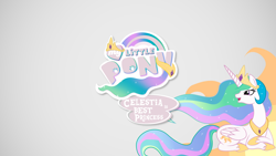 Size: 1920x1080 | Tagged: safe, artist:northwestcore, character:princess celestia, best pony, crown, female, logo, meme, my little pony logo, solo, vector, wallpaper