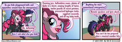Size: 950x330 | Tagged: safe, artist:gx, character:pinkie pie, character:twilight sparkle, episode:it's about time, g4, my little pony: friendship is magic, catsuit, comic, future twilight, horsepower