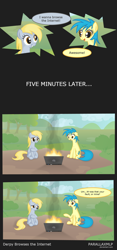 Size: 1024x2197 | Tagged: safe, artist:parallaxmlp, character:derpy hooves, oc, oc:internet explorer, species:pegasus, species:pony, browser ponies, comic, dialogue, female, internet browser, internet explorer, mare, ponified
