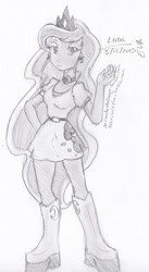 Size: 341x621 | Tagged: safe, artist:evangle, character:princess luna, my little pony:equestria girls, 30 minute art challenge, eqg promo pose set, equestria girls-ified, female, monochrome, solo
