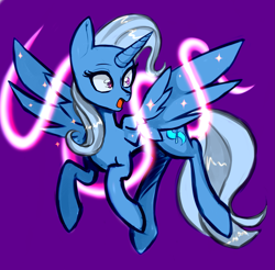 Size: 1783x1755 | Tagged: safe, artist:newvagabond, artist:rex42, character:trixie, species:alicorn, species:pony, alicornified, female, magic, purple background, race swap, simple background, solo, trixiecorn