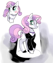 Size: 800x950 | Tagged: safe, artist:memoneo, character:sweetie belle, clothing, cutie mark, older, wingding eyes