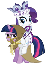 Size: 5000x7000 | Tagged: safe, artist:midnight--blitz, character:clover the clever, character:rarity, character:twilight sparkle, episode:hearth's warming eve, g4, my little pony: friendship is magic, .ai available, absurd resolution, bridle, ponies riding ponies, princess platinum, riding, simple background, transparent background, unamused, vector