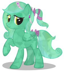 Size: 848x941 | Tagged: safe, artist:mlp-scribbles, oc, oc only, species:pegasus, species:pony, bow, crystallized, ear piercing, hair ornament, piercing, ribbon, solo, tail bow