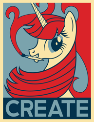 Size: 2550x3300 | Tagged: safe, artist:pageturner1988, oc, oc only, oc:fausticorn, species:alicorn, species:pony, g4, adobe imageready, alicorn oc, bust, female, high res, hope poster, lauren faust, looking at you, mare, paintbrush, portrait, poster, solo