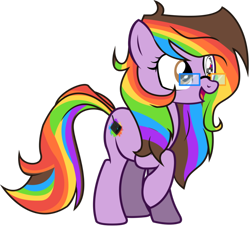 Size: 938x852 | Tagged: safe, artist:stainless33, oc, oc only, oc:rainbow screen, species:earth pony, species:pony, glasses, multicolored hair, rainbow hair, simple background, solo, transparent background