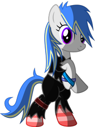 Size: 5800x7600 | Tagged: safe, artist:radiationalpha, oc, oc only, oc:psalm, species:earth pony, species:pony, absurd resolution, bipedal, clothing, looking at you, metal, pants, shirt, simple background, socks, solo, striped socks, transparent background, vector