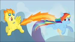Size: 1920x1080 | Tagged: safe, artist:captainbritish, character:rainbow dash, character:spitfire, flying