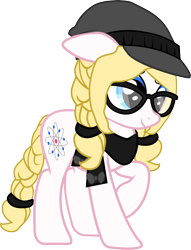 Size: 4000x5244 | Tagged: safe, artist:asdflove, oc, oc only, species:pony, absurd resolution, braid, braided tail, clothing, female, glasses, hat, mare, scarf, simple background, solo, transparent background, vector