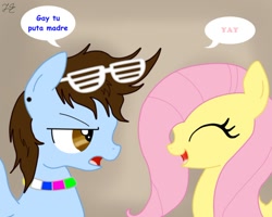 Size: 1000x799 | Tagged: safe, artist:louderspeakers, character:fluttershy, elrubiusomg, ponified, spanish, translated in the comments, vulgar, yay, youtuber