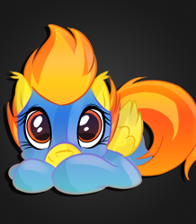 Size: 2688x3076 | Tagged: safe, artist:tivy, character:spitfire, species:pegasus, species:pony, black background, cute, female, looking at you, lying down, mare, prone, simple background, solo, wonderbolts uniform