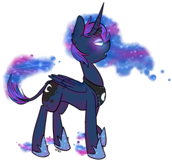 Size: 823x769 | Tagged: safe, artist:soullessteddybear, character:princess luna, species:classical unicorn, female, glowing eyes, leonine tail, simple background, solo, unshorn fetlocks