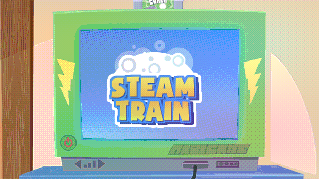 Size: 640x360 | Tagged: safe, artist:arin hanson, artist:keno9988, artist:rubberninja, oc, oc only, oc:cream heart, animated, button's offensive game, game grumps, meme, steam (software), steam train, television