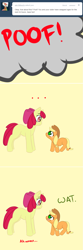 Size: 639x1926 | Tagged: safe, artist:nessia, character:apple bloom, character:applejack, age regression, age swap, ask, role reversal, this apple bloom, tumblr, wat