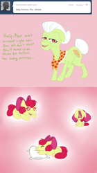 Size: 676x1207 | Tagged: safe, artist:nessia, character:apple bloom, character:granny smith, ask, foal, this apple bloom, tumblr