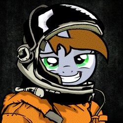Size: 1024x1024 | Tagged: safe, artist:teschke, oc, oc only, oc:littlepip, species:pony, species:unicorn, fallout equestria, crossover, fallout, female, looking at you, mare, smiling, solo, space suit