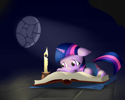 Size: 2500x2000 | Tagged: safe, artist:wreky, character:twilight sparkle, book, candle, female, filly, filly twilight sparkle, high res, night, solo, stars, window, younger