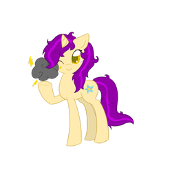 Size: 894x894 | Tagged: safe, artist:piichu-pi, oc, oc only, oc:shattered light, species:pony, species:unicorn, cloud, simple background, solo