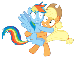 Size: 3880x3000 | Tagged: safe, artist:rainbowderp98, character:applejack, character:rainbow dash, season 4, .ai available, .svg available, high res, scared, simple background, surprised, transparent background, vector