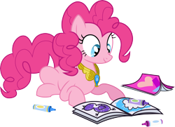 Size: 6114x4437 | Tagged: safe, artist:overdriv3n, character:pinkie pie, episode:princess twilight sparkle, g4, my little pony: friendship is magic, season 4, .svg available, absurd resolution, coloring, coloring book, crayon, element of laughter, female, simple background, solo, transparent background, vector