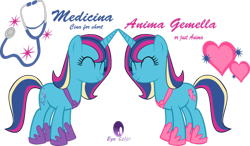 Size: 900x526 | Tagged: safe, artist:asdflove, oc, oc only, oc:anima gemella, oc:medicina, parent:princess cadance, parent:shining armor, parents:shiningcadance, species:pony, species:unicorn, duo, eyes closed, female, mare, offspring, siblings, simple background, sisters, transparent background, twins, vector