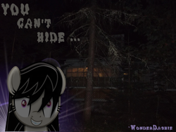 Size: 4288x3216 | Tagged: safe, artist:radiationalpha, artist:wonderdashie, character:octavia melody, backlighting, creepy, house, irl, night, photo, ponies in real life, solo, vector, yandere
